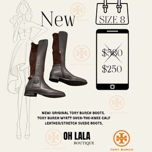 Tory burch wyatt over-the-knee calf leather/suede NEW BOOTS